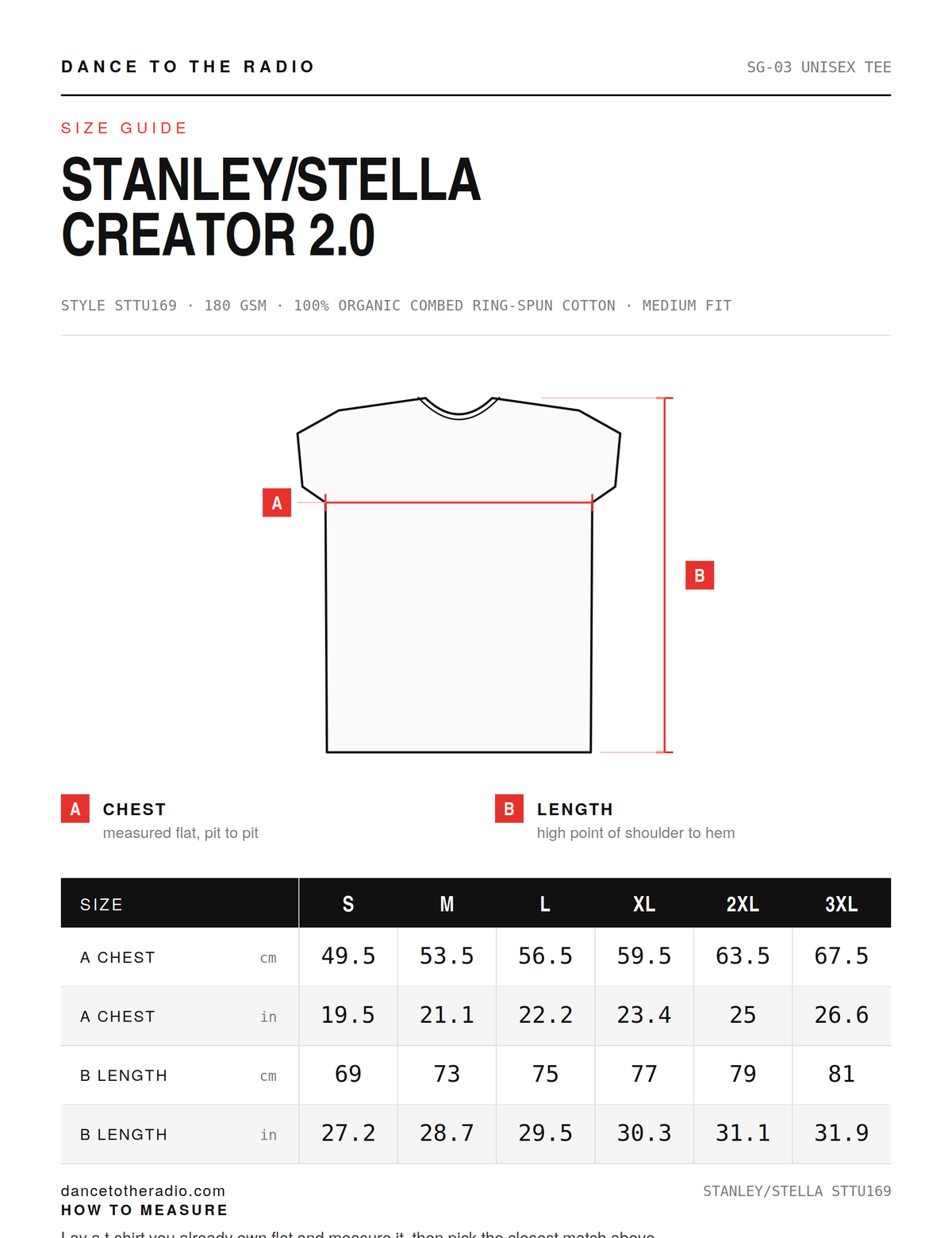 Stanley Stella Creator 2.0 size guide