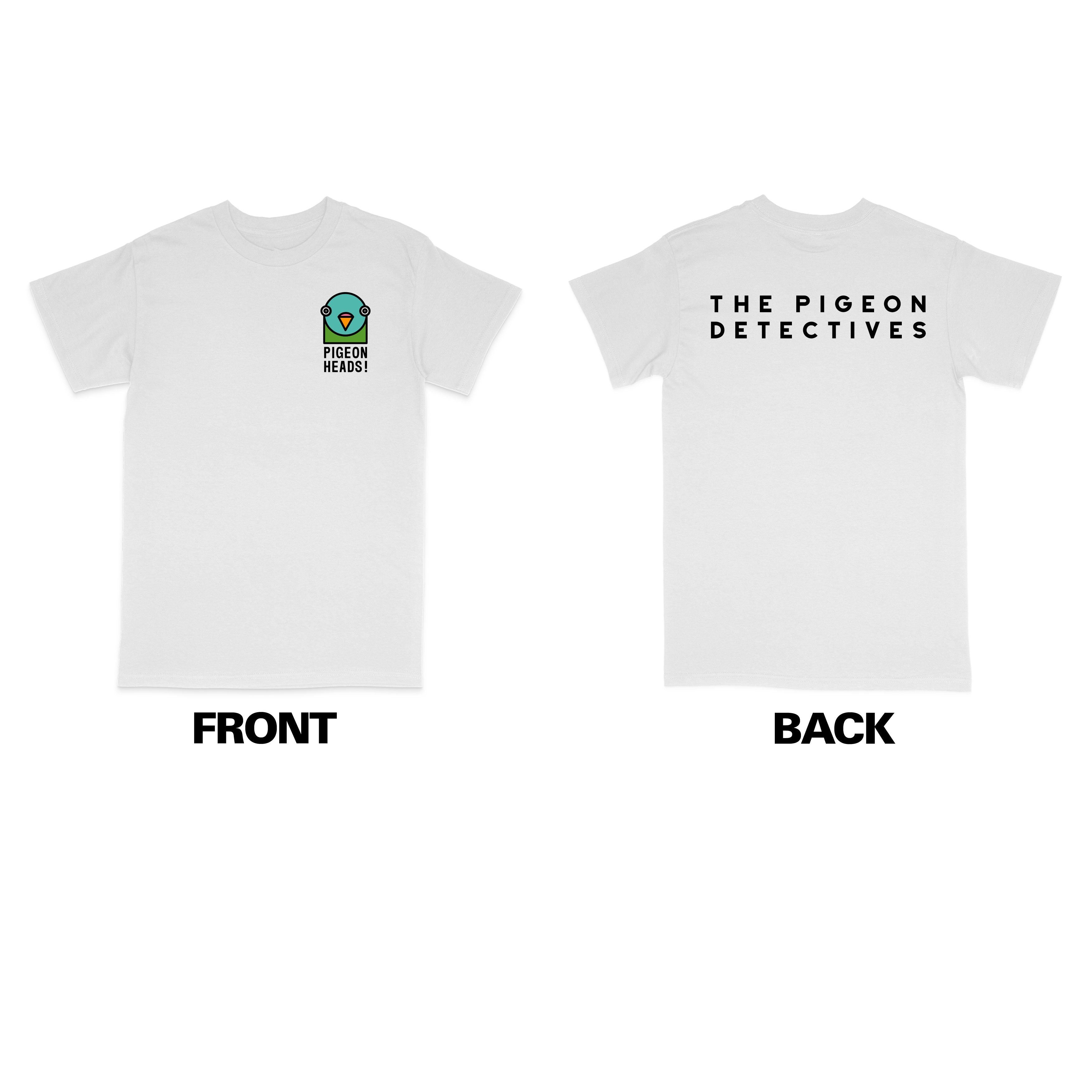 The Pigeon Detectives - Short Sleeved White 'Pigeon Heads' T-Shirt